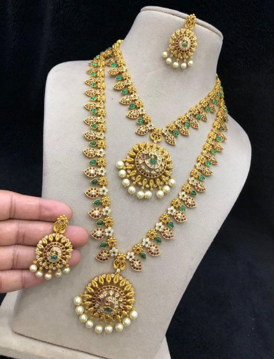 Manga design Peacock Kemp Stone Bridal set